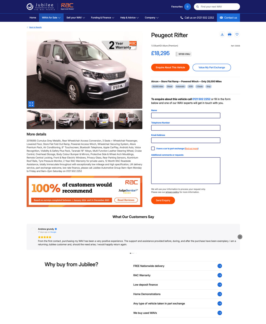 New Jubilee vehicle page