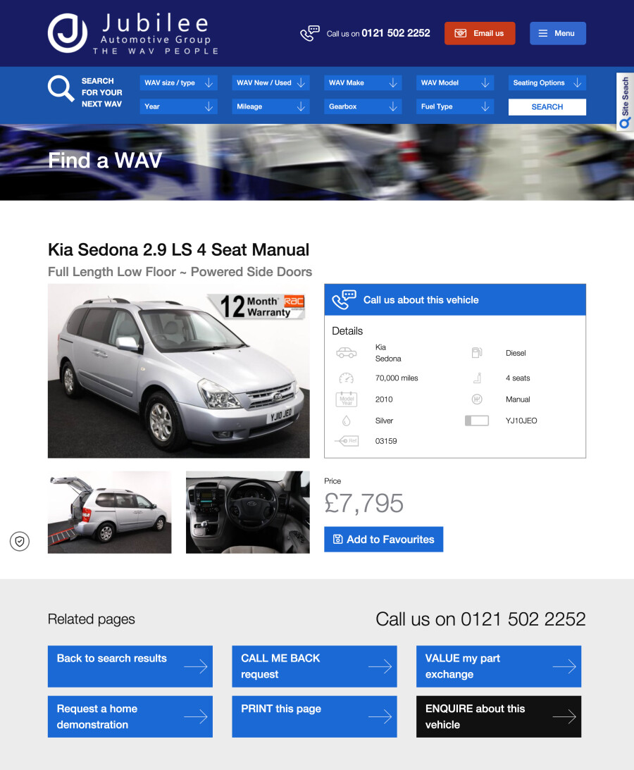Old Jubilee vehicle page