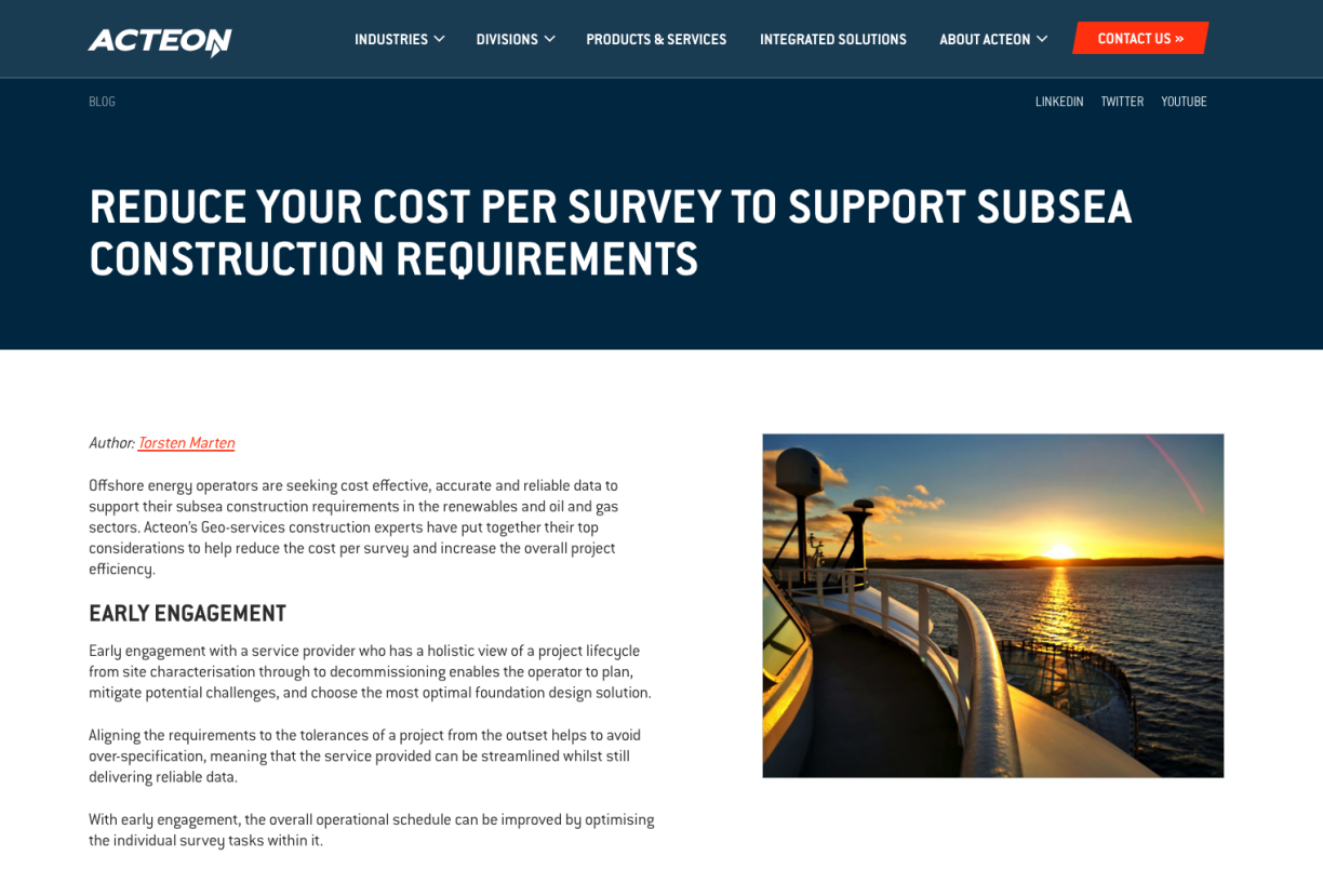 Acteon blog screenshot