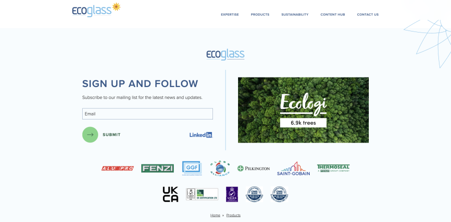 Ecoglass lead capture screenshot