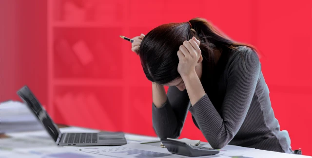 Woman frustrated by a terrible website