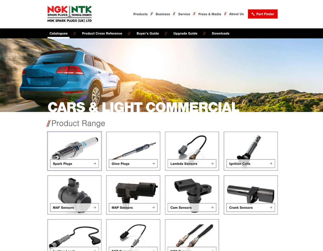 NGK Partfinder cars catalogue