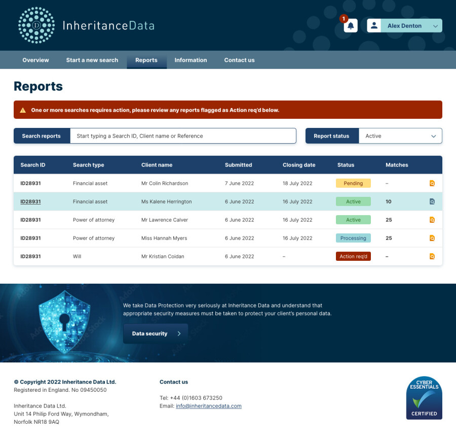 Inheritance Data Reports