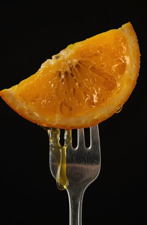 Juicy Orange on Fork
